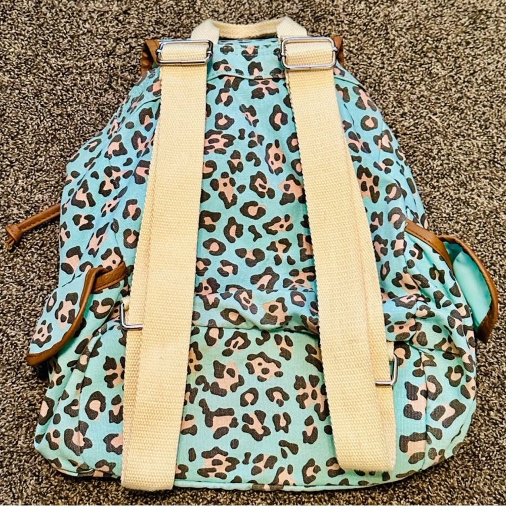 Mint Leopard Print Mini Backpack Purse - Picture 2 of 4